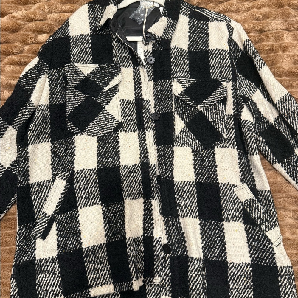 Together Black and White Plaid Utility Jacket